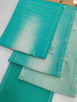 Купить Fancy APPLE GREEN Color Left Twill Style 10.6oz Denim Fabric With 10*7 Construction  JSD3023FG For Jeans online manufacture